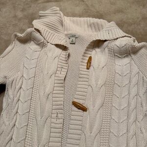 LL Bean Toggle Button Cable Knit Cardigan Size Medium